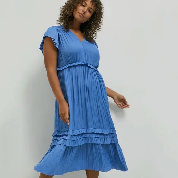 open lace back dress Tracy Black Pleated Midi Current Air Dress M main image 1